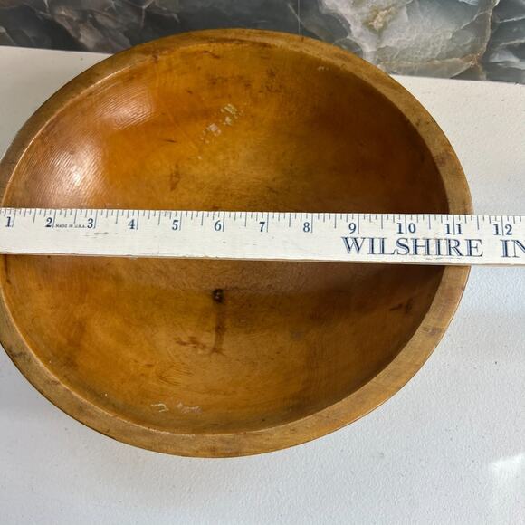 Munising Dough Bowl Wooden Hand Turned 11.5 in Vintage Rustic - Picture 8 of 9